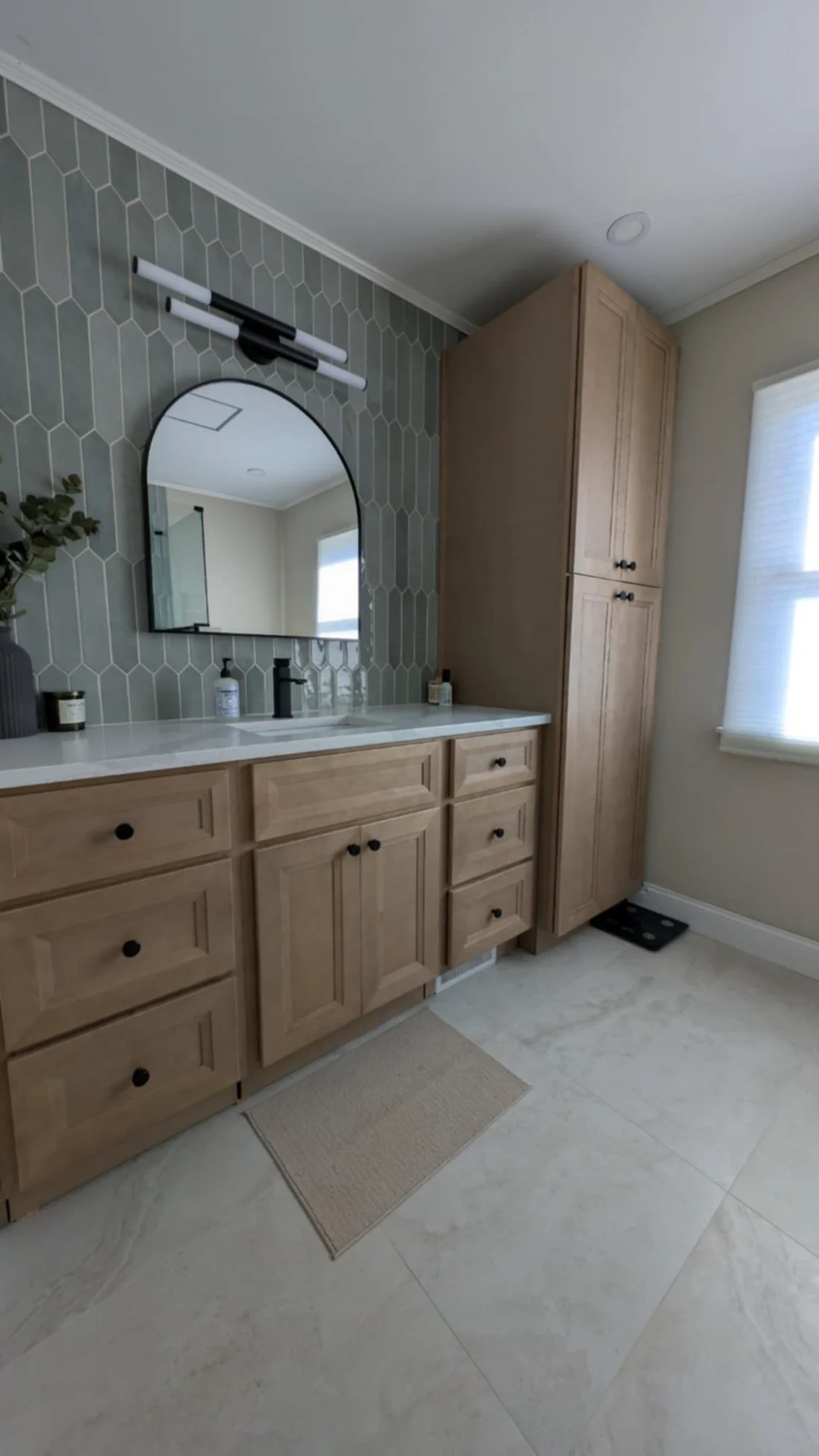 Custom Vanity with Tile Accent